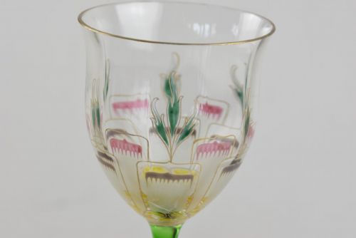A THEREISENTHAL FLORAL ENAMELLED WINE GLASS - ADDITIONAL PHOTO 1