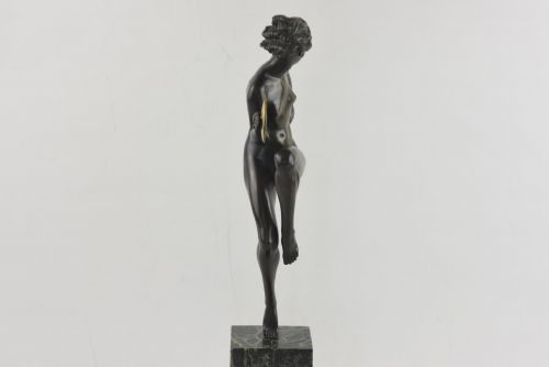 FRENCH ART DECO BRONZE DANCER BY AURORE ONU CYMBAL DANCE - ADDITIONAL PHOTO 2