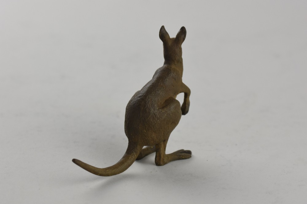 A rare cold painted Austrian bronze figure of a Kangaroo with a baby joey in her pouch by Franz Bergman View IV