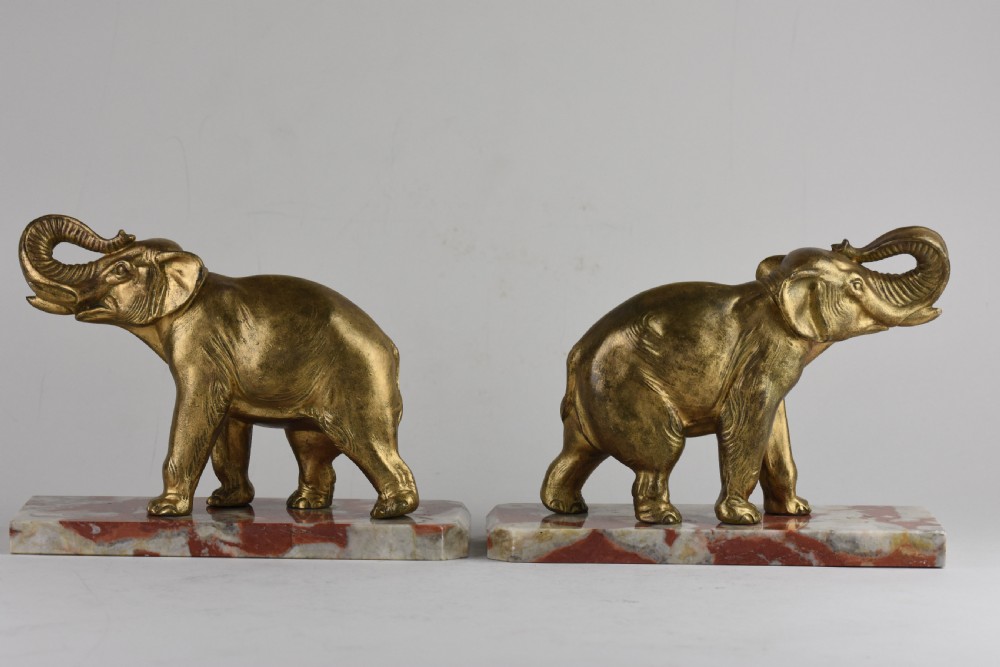 Art Deco Elephant Bookends View II