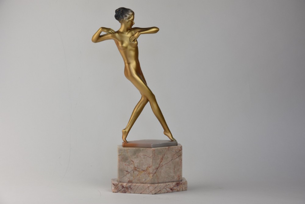Art Deco cold painted bronze dancer by Josef Lorenzl