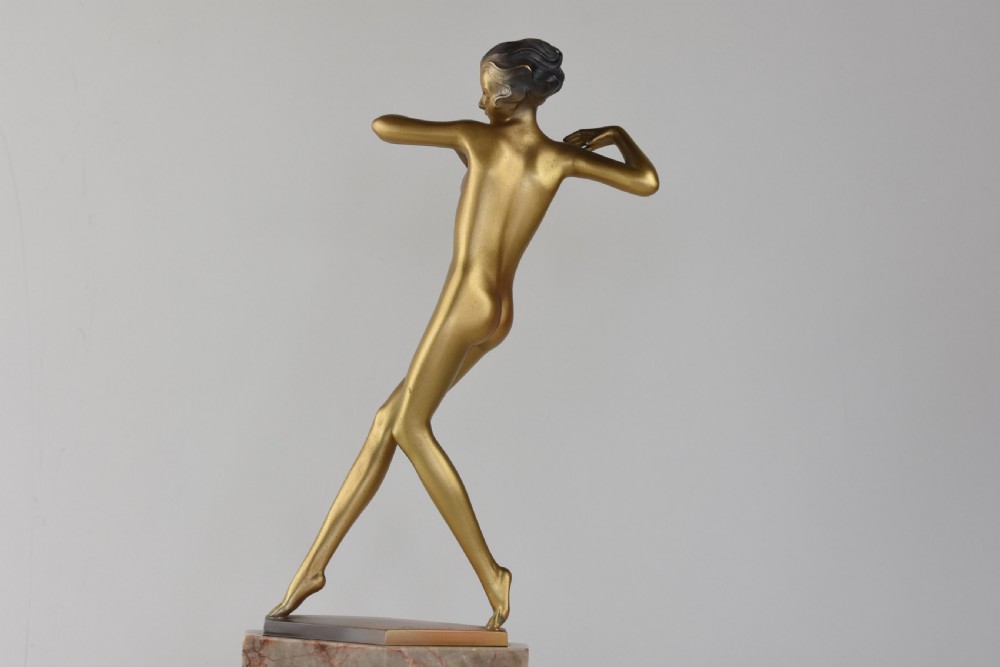 Art Deco cold painted bronze dancer by Josef Lorenzl View III