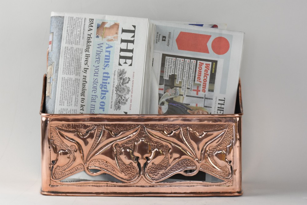 Arts and Crafts Copper Newspaper holder by Keswick School of Industrial Arts View V