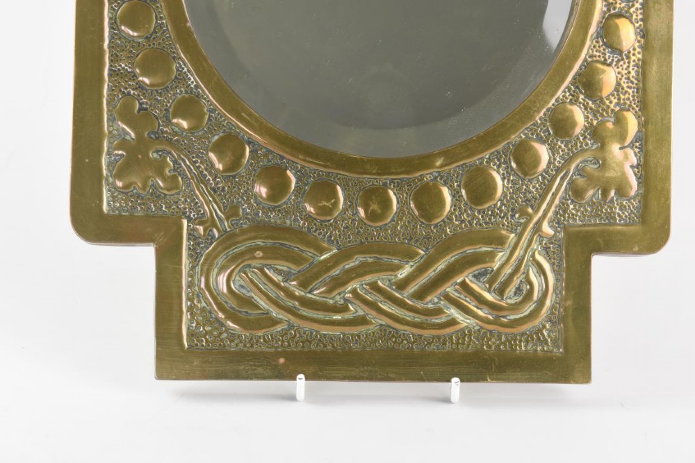 Scottish Arts and Crafts brass mirror. View II