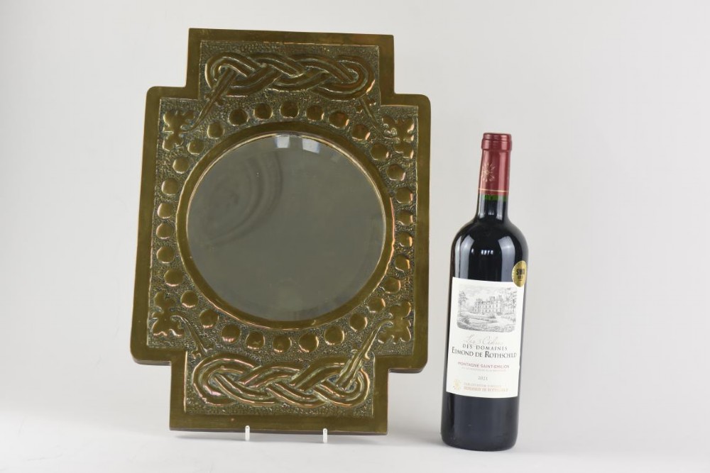 Scottish Arts and Crafts brass mirror. View V