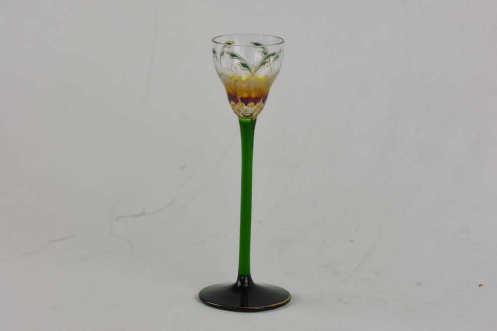 A Theresienthal  floral enamelled cordial glass