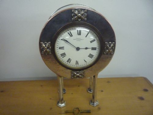 pewter clock in manor of archibald knox - CATEGORY: ANTIQUE CLOCKS - DATED 1920