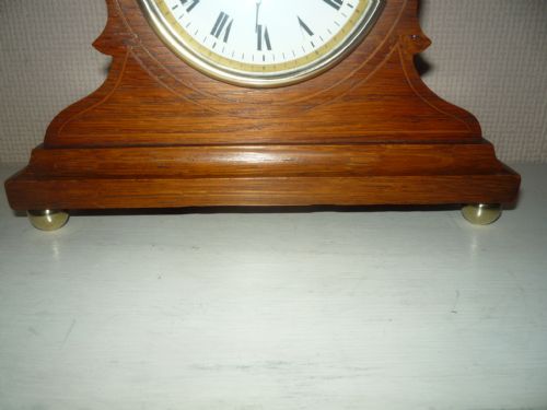 EDWARDIAN OAK CASED MANTEL CLOCK - ADDITIONAL PHOTO 5