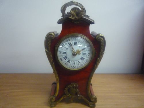 french red tortoiseshell petite mantel clock 8 day - CATEGORY: ANTIQUE CLOCKS - DATED 1900