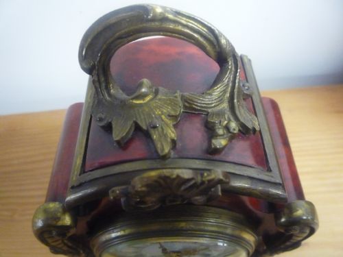 FRENCH RED TORTOISESHELL PETITE MANTEL CLOCK 8 DAY - ADDITIONAL PHOTO 4
