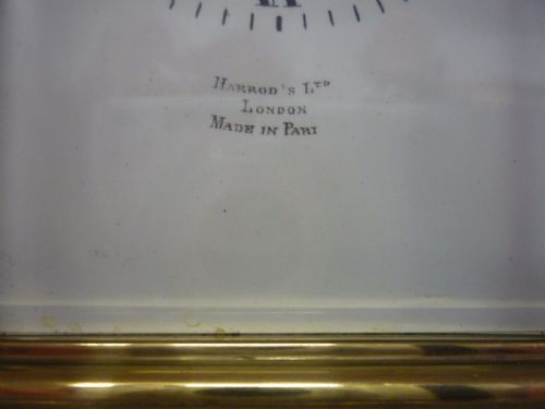 STRIKING CARRIAGE CLOCK 'HARRODS LTD LONDON MADE IN PARIS' - ADDITIONAL PHOTO 1