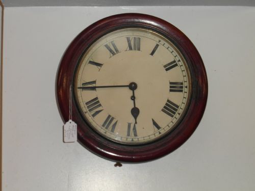 antique mahogany 8 day fusee station clock - CATEGORY: ANTIQUE CLOCKS - DATED 1900