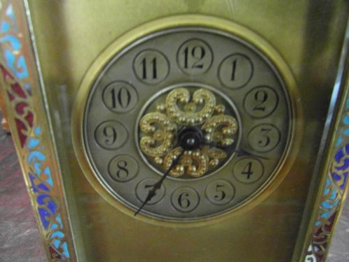 VICTORIAN FRENCH CHAMPLEVE CARRIAGE CLOCK - ADDITIONAL PHOTO 1