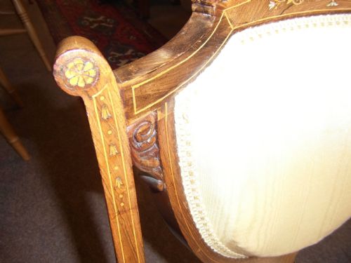 ANTIQUE ROSEWOOD MARQUETRY INLAID CHAIR - ADDITIONAL PHOTO 2