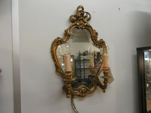 victorian brass mirror wall light - CATEGORY: ANTIQUE MIRRORS - DATED VICTORIAN