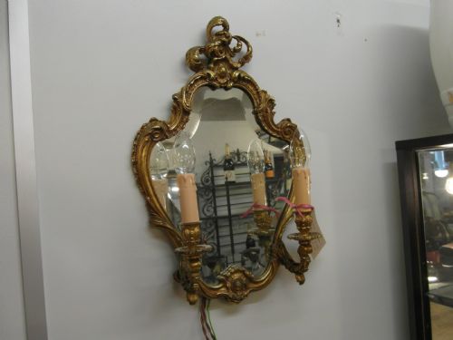 VICTORIAN BRASS MIRROR WALL LIGHT - ADDITIONAL PHOTO 4