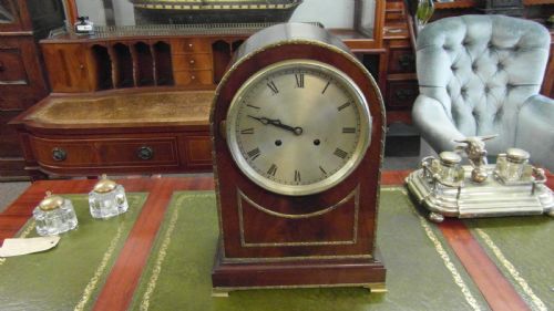 victorian dome top 8 day flame mahogany mantle clock - CATEGORY: ANTIQUE CLOCKS - DATED VICTORIAN