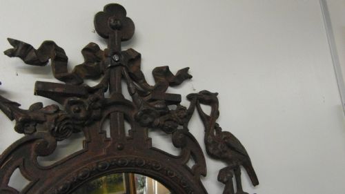 ANTIQUE FRENCH CAST IRON MIRROR WALL SCONCE - ADDITIONAL PHOTO 1