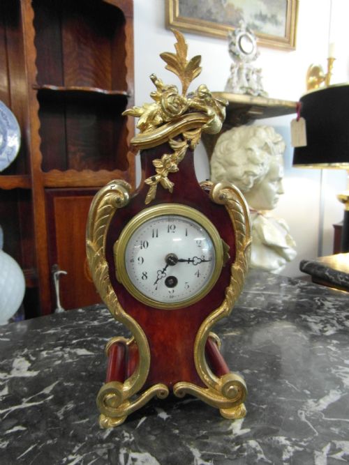 french rococo tortoiseshell mantle clock - CATEGORY: ANTIQUE CLOCKS - DATED 1890