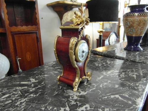 FRENCH ROCOCO TORTOISESHELL MANTLE CLOCK - ADDITIONAL PHOTO 1