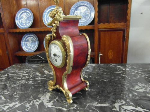 FRENCH ROCOCO TORTOISESHELL MANTLE CLOCK - ADDITIONAL PHOTO 2