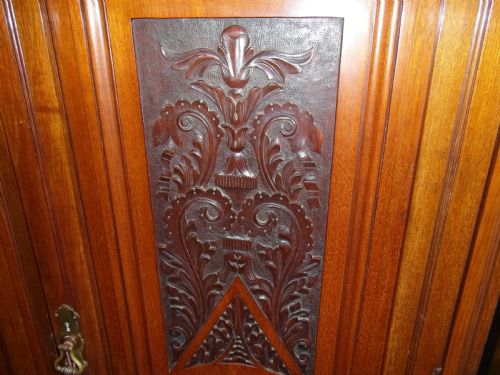ART NOUVEAU MAHOGANY WARDROBE LINEN PRESS - ADDITIONAL PHOTO 1