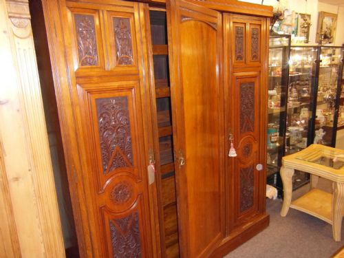 ART NOUVEAU MAHOGANY WARDROBE LINEN PRESS - ADDITIONAL PHOTO 5