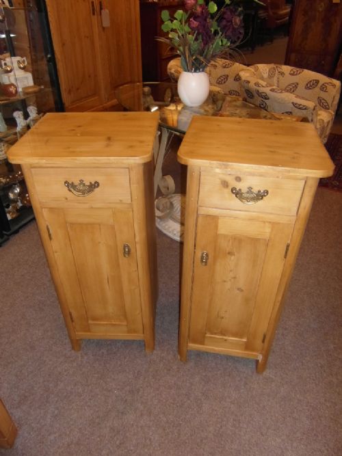 pair victorian pine bedside cabinets - CATEGORY: ANTIQUE CABINETS - DATED VICTORIAN
