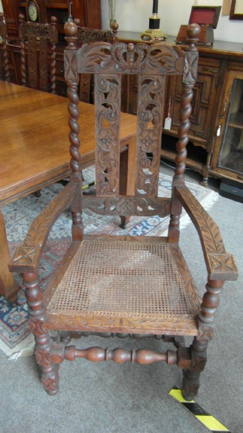 ANTIQUE CARVED DINING CHAIRS SET OF EIGHT - ADDITIONAL PHOTO 1