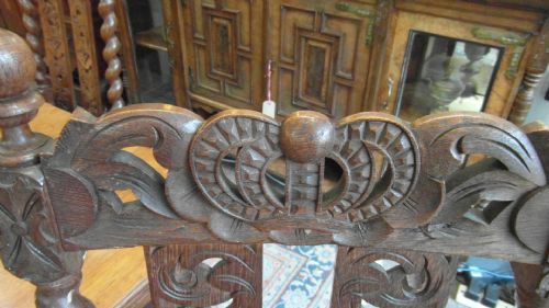 ANTIQUE CARVED DINING CHAIRS SET OF EIGHT - ADDITIONAL PHOTO 3