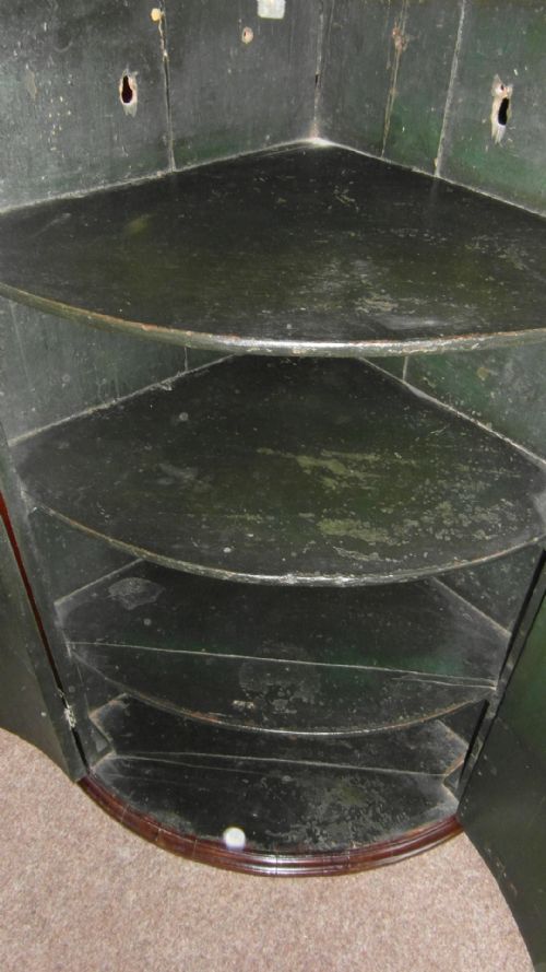 ANTIQUE GEORGIAN MAHOGANY BOW FRONTED CORNER CABINET - ADDITIONAL PHOTO 1