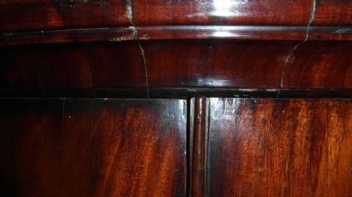 ANTIQUE GEORGIAN MAHOGANY BOW FRONTED CORNER CABINET - ADDITIONAL PHOTO 5