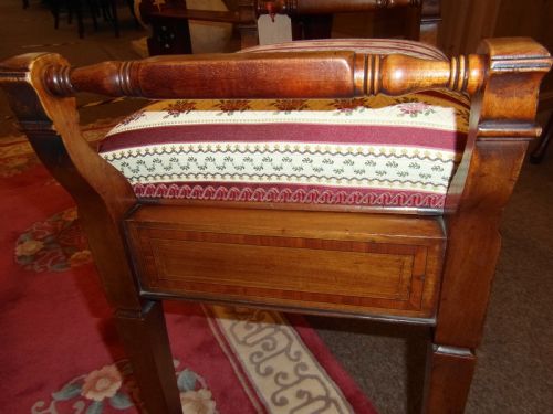 ANTIQUE INLAID EDWARDIAN PIANO STOOL - ADDITIONAL PHOTO 1