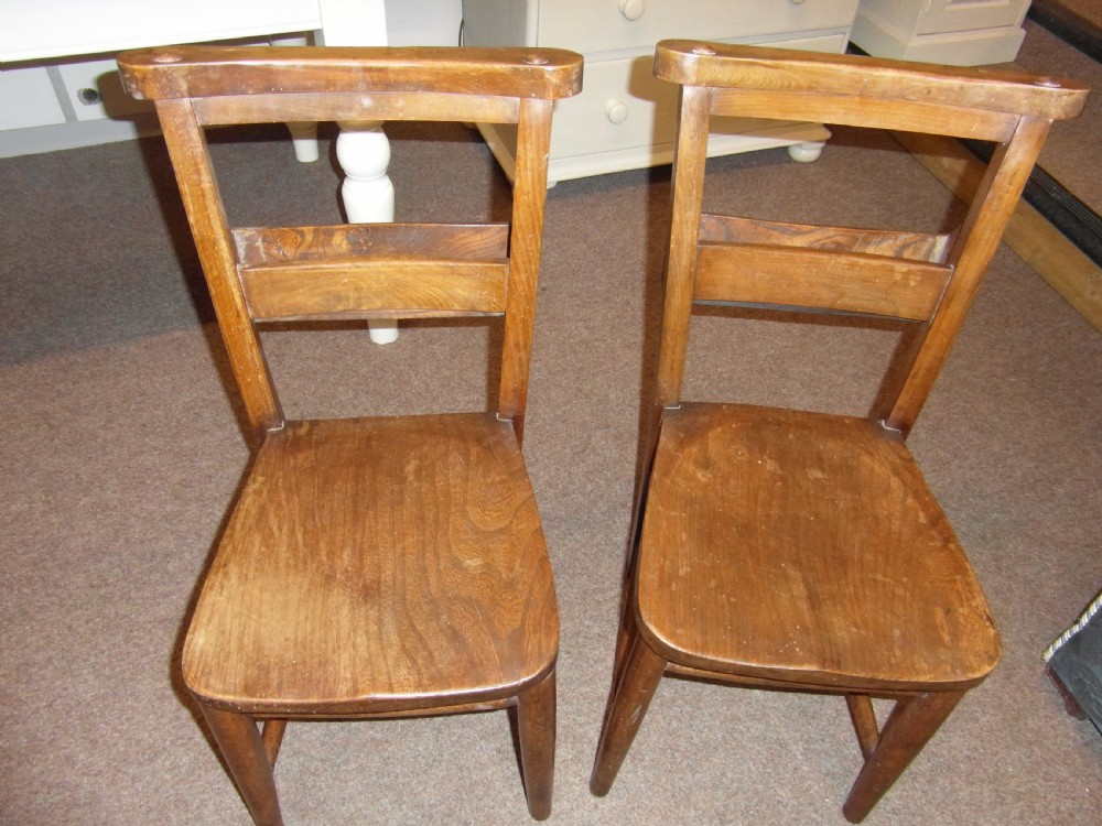 Pair of Victorian Elm Chapel Chairs