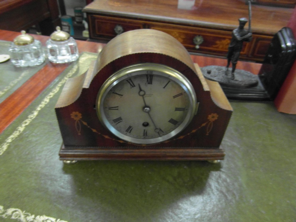 Harrods Mahogany Inlaid Mantle Clock View V