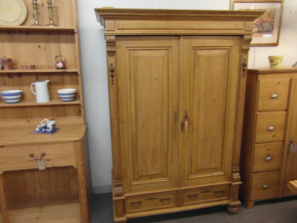 Antique Pine Double Wardrobe