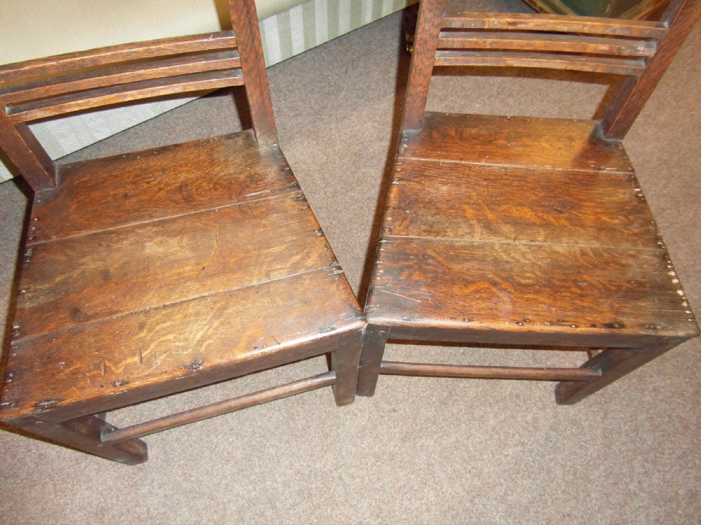 Pair of English Oak Country Chairs 17th Century View II