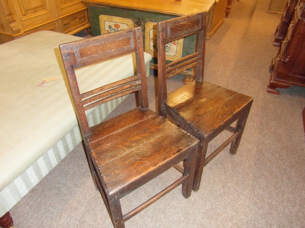 Pair of English Oak Country Chairs 17th Century View VIII