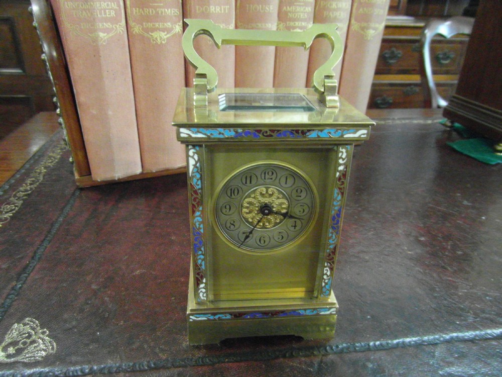 Victorian French Champleve Carriage Clock