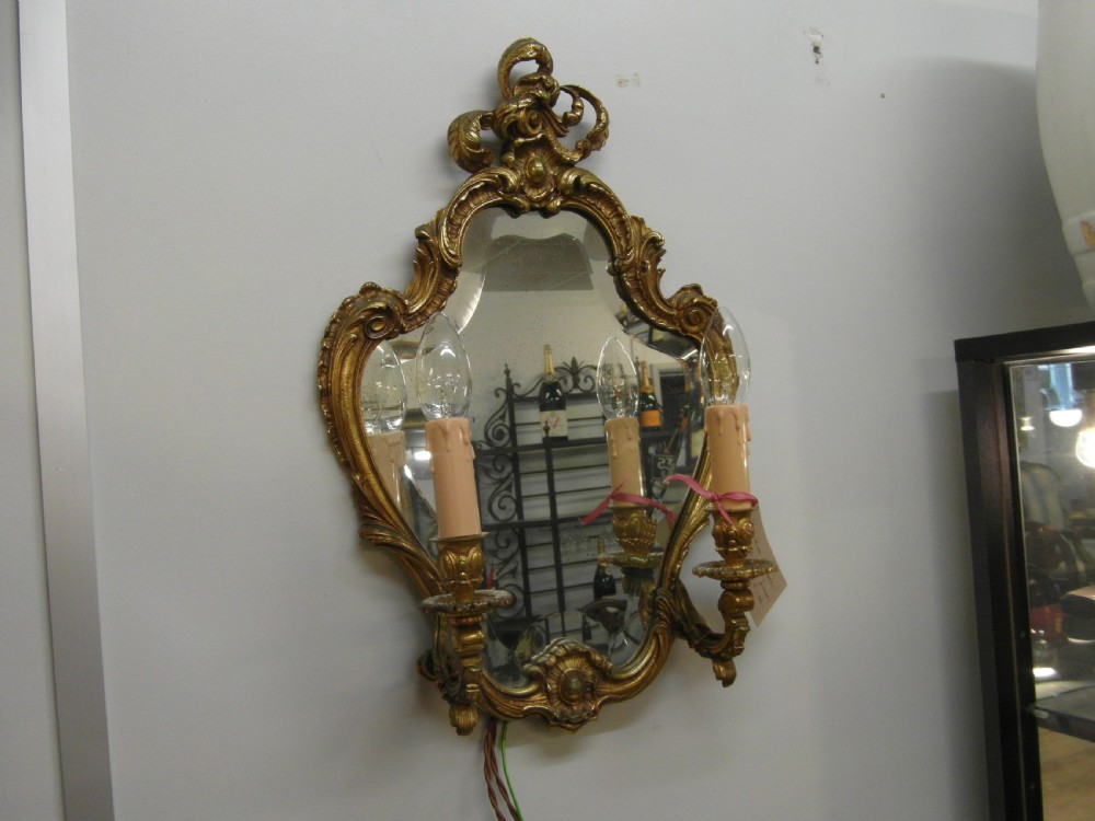 Victorian Brass Mirror Wall Light View V