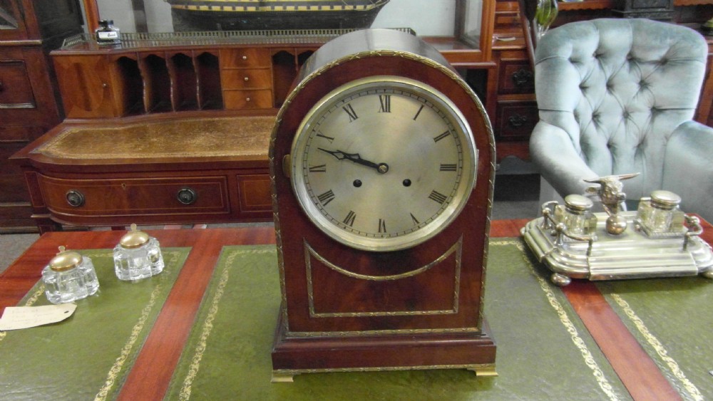 Victorian Dome Top 8 Day Flame Mahogany Mantle Clock