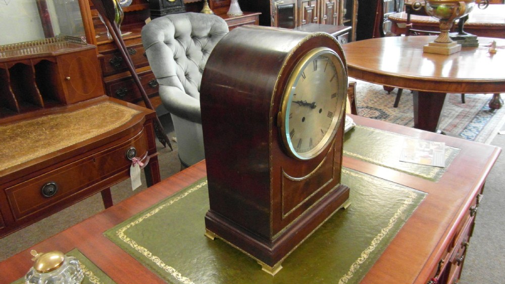 Victorian Dome Top 8 Day Flame Mahogany Mantle Clock View II