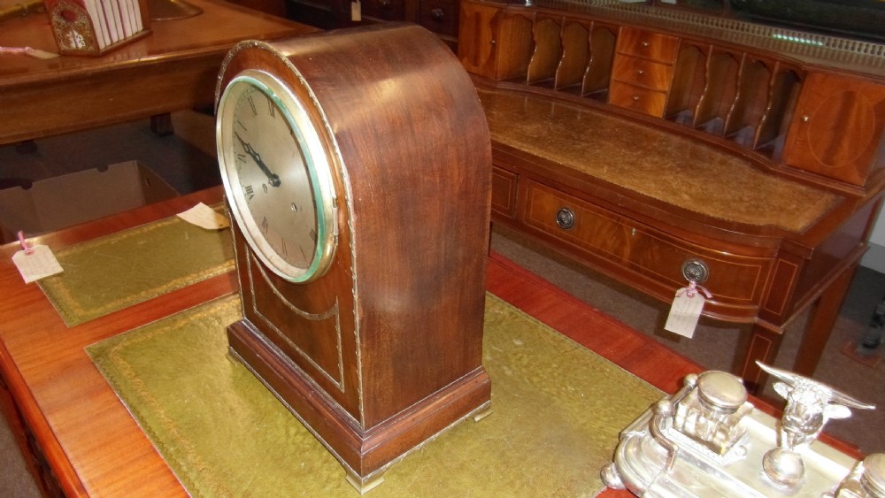 Victorian Dome Top 8 Day Flame Mahogany Mantle Clock View III