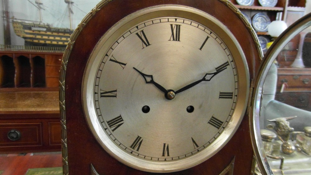 Victorian Dome Top 8 Day Flame Mahogany Mantle Clock View IV