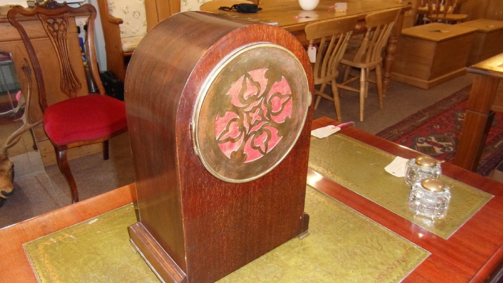 Victorian Dome Top 8 Day Flame Mahogany Mantle Clock View V
