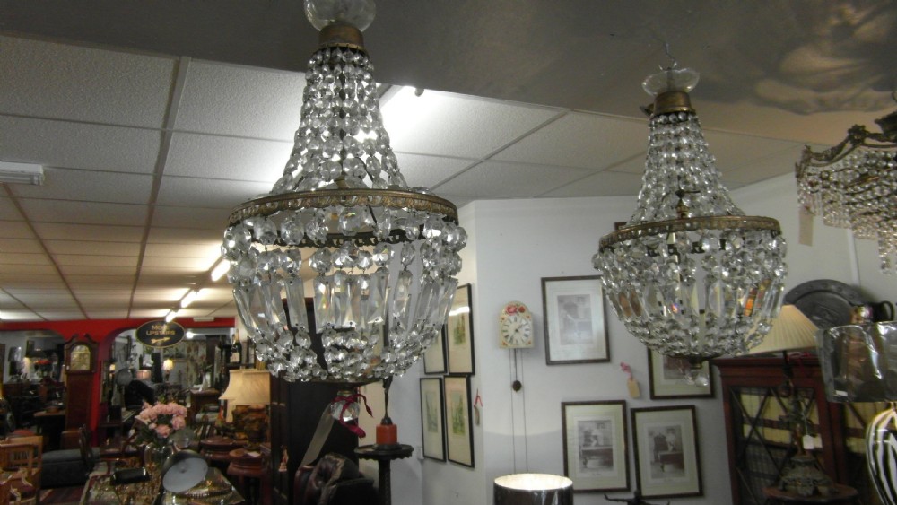 Pair of Cut Glass Chandaliers