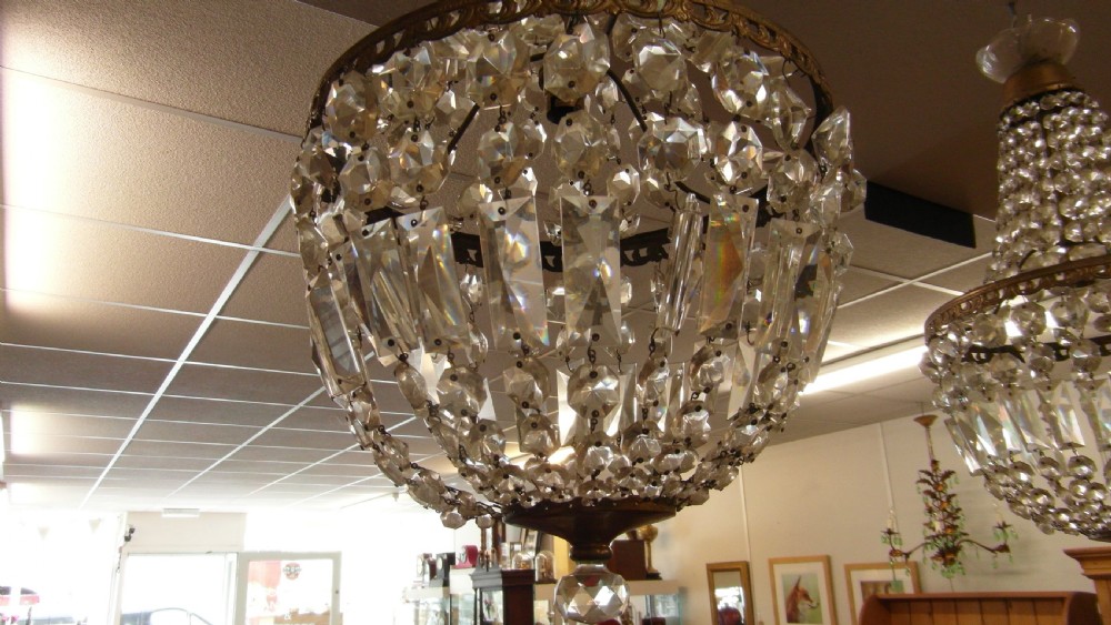 Pair of Cut Glass Chandaliers View II