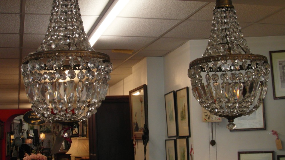Pair of Cut Glass Chandaliers View V