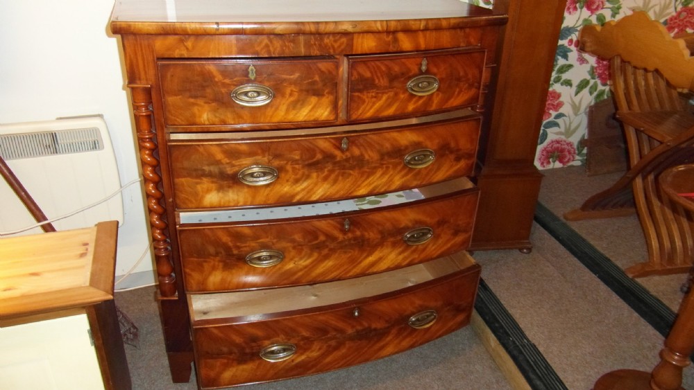 Victorian  mahogany Bow fronted Chest of Drawers View IV