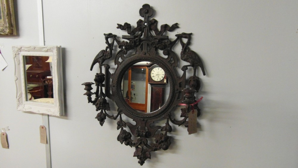 Antique French Cast Iron Mirror wall sconce